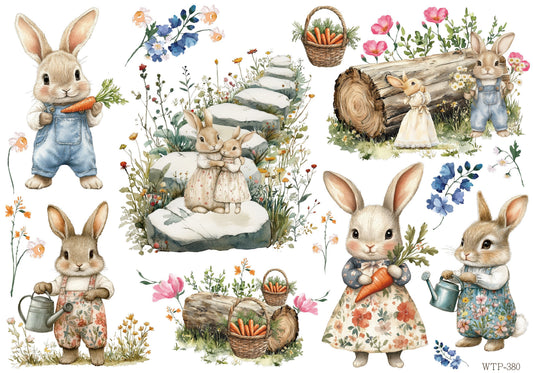 Wet Transfers A4- Spring Bunnies