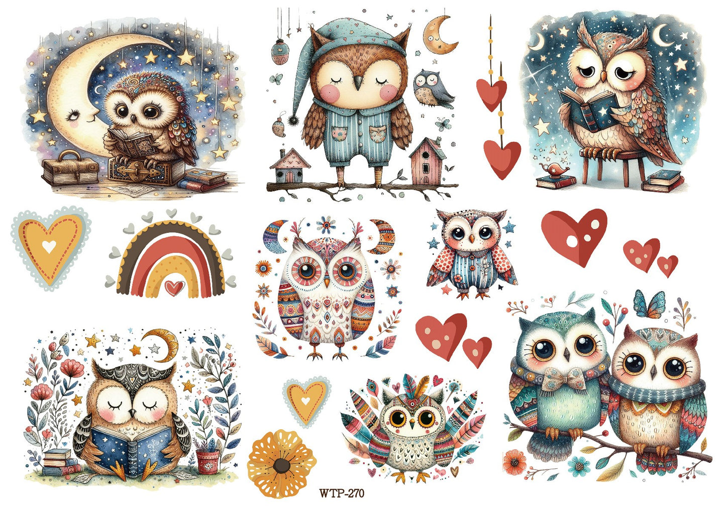Wet Transfers A4- Storybook Owls