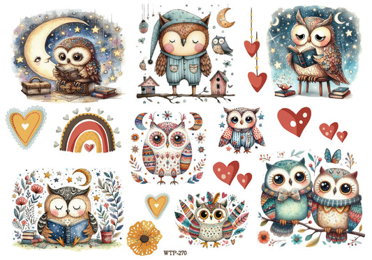 Wet Transfers A4- Storybook Owls