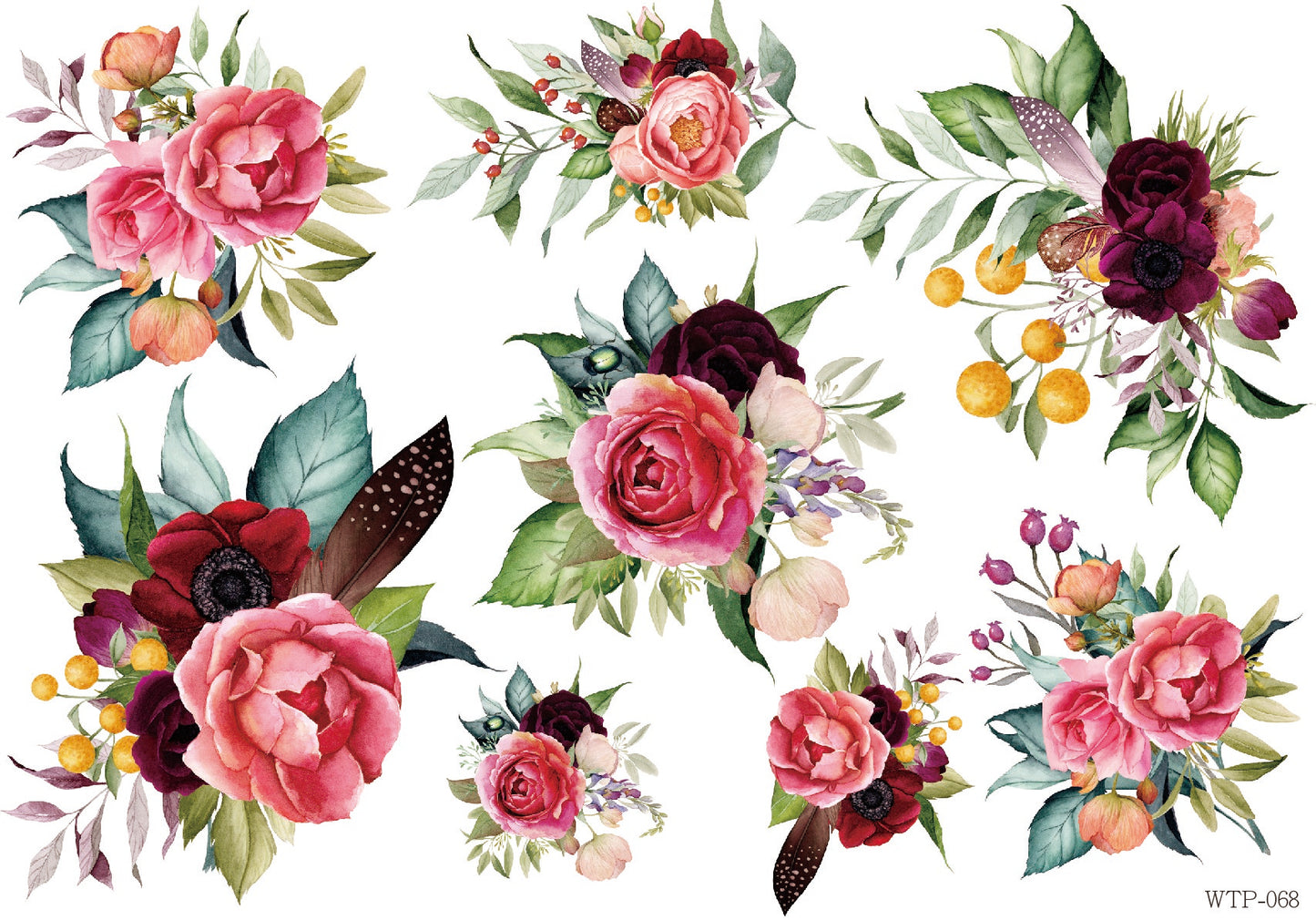 Wet Transfers A4- Vibrant Bouquets