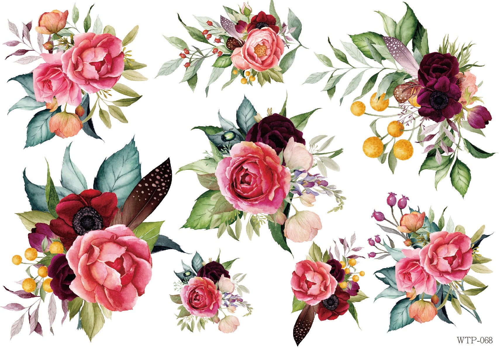 Wet Transfers A4- Vibrant Bouquets