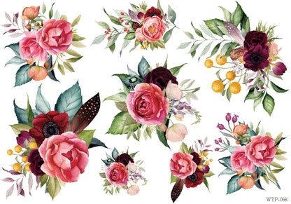 Wet Transfers A4- Vibrant Bouquets