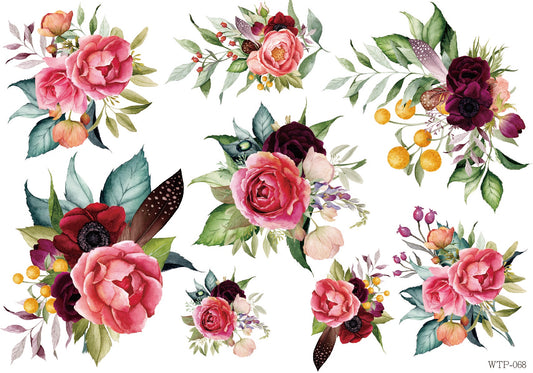 Wet Transfers A4- Vibrant Bouquets