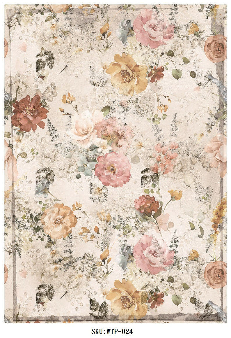 Wet Transfers A4- Vintage Floral Background