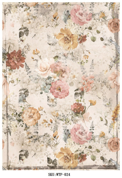 Wet Transfers A4- Vintage Floral Background