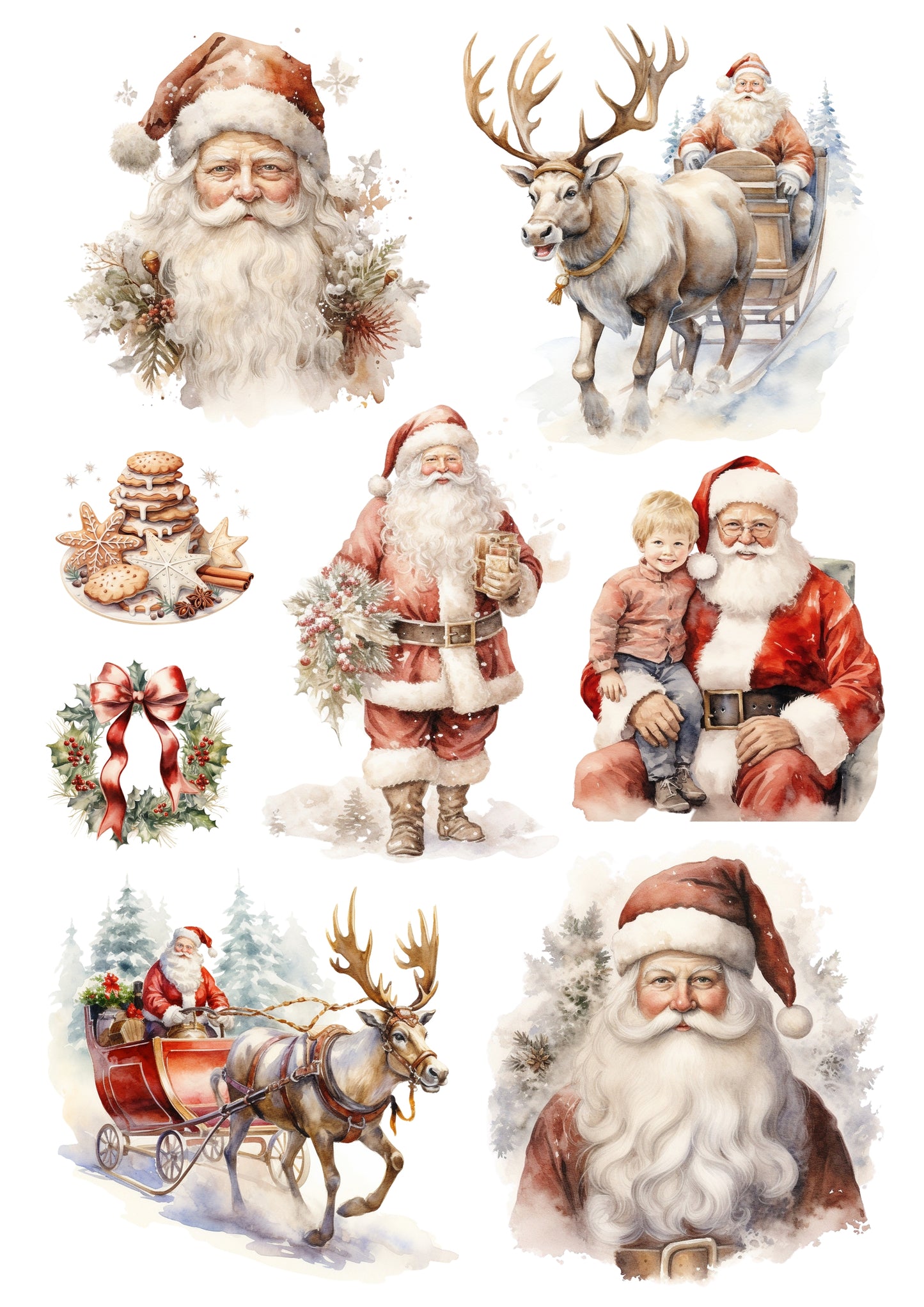 Wet Transfers A4- Vintage Santa