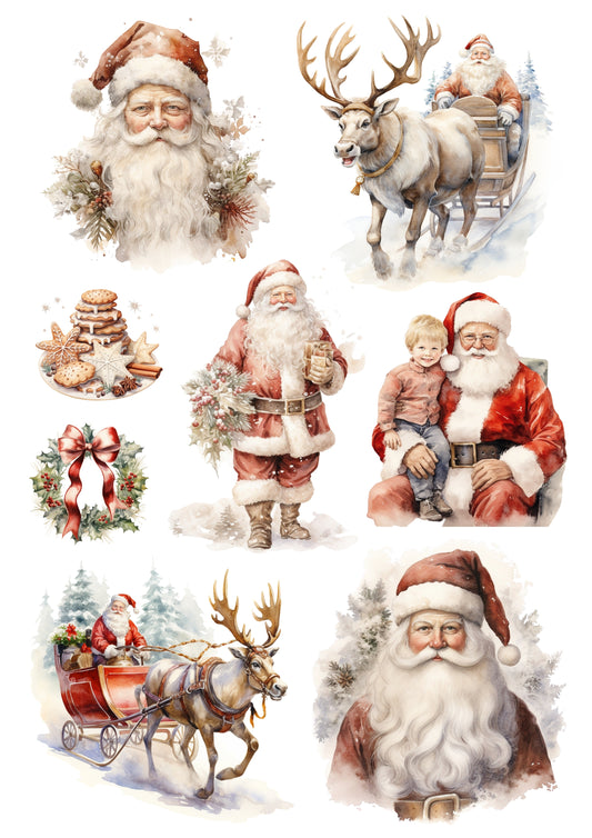 Wet Transfers A4- Vintage Santa