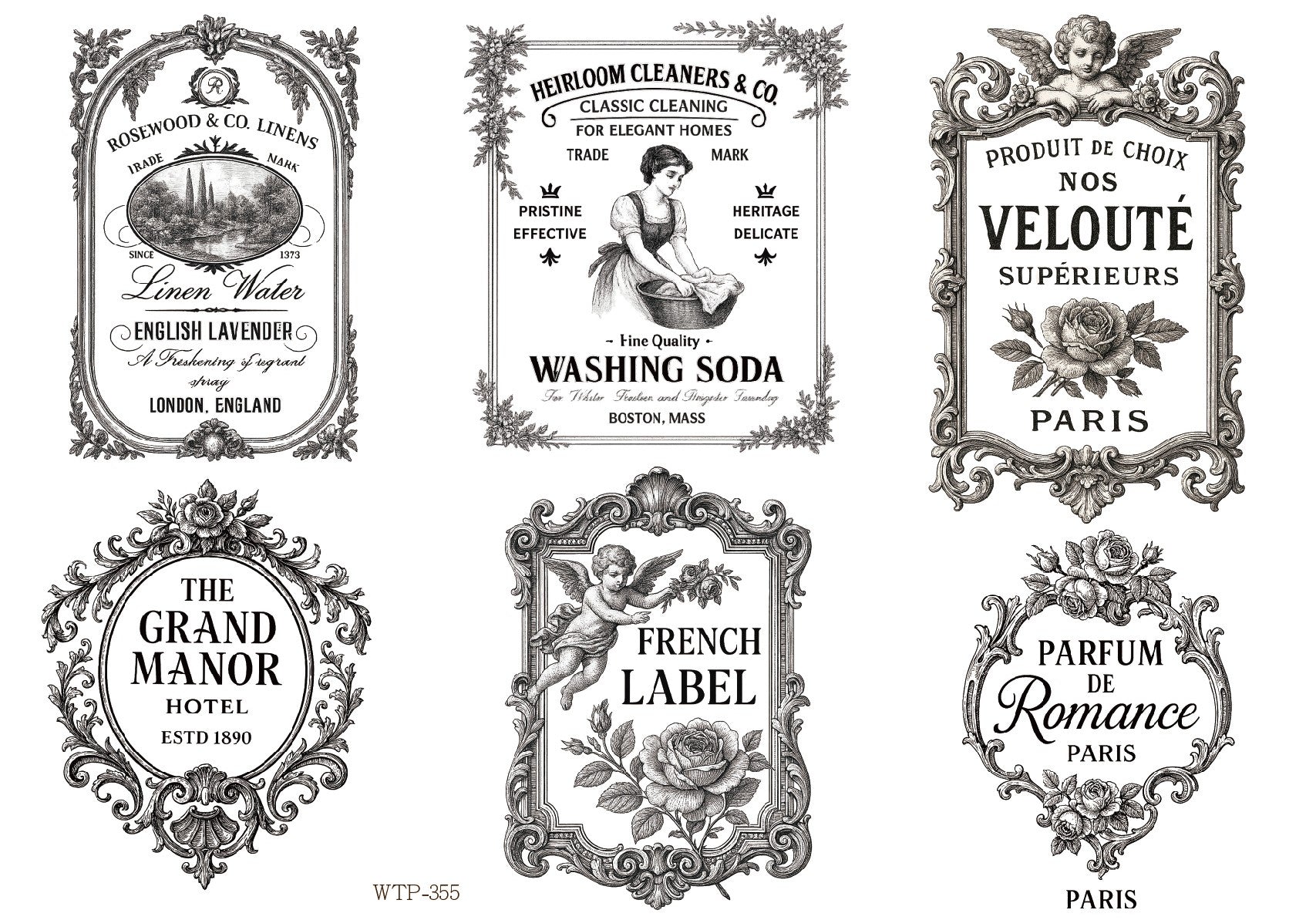 Wet Transfers A4- Vintage Style Labels
