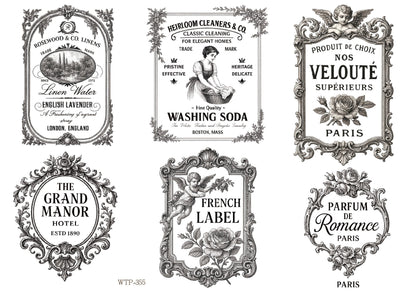 Wet Transfers A4- Vintage Style Labels