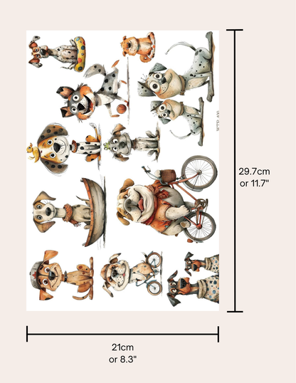 Wet Transfers A4- Quirky Dogs