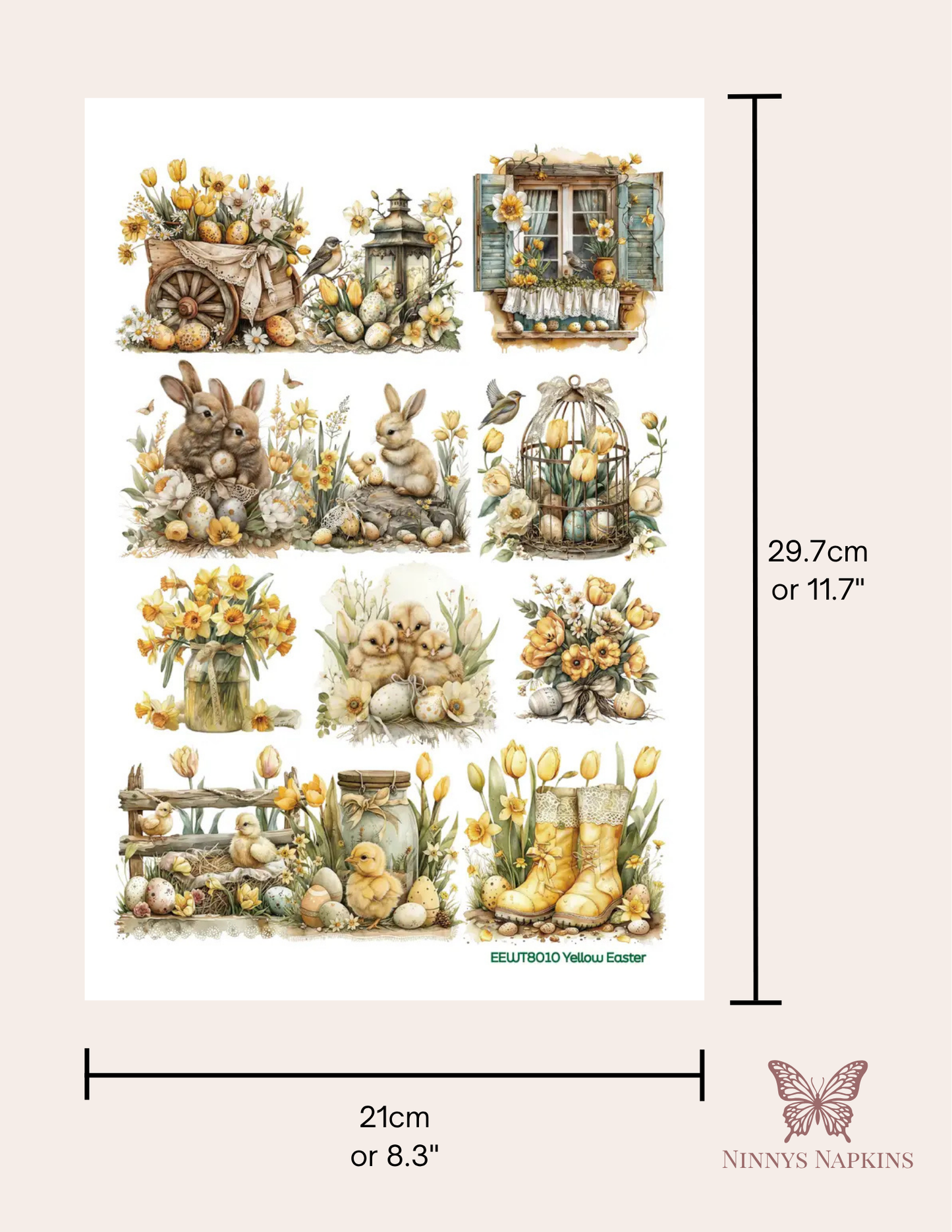 Wet Transfer, Decals for Crafts- Yellow Easter