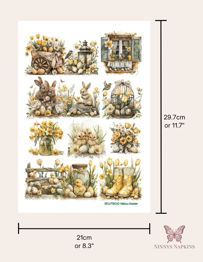 Wet Transfer, Decals for Crafts- Yellow Easter