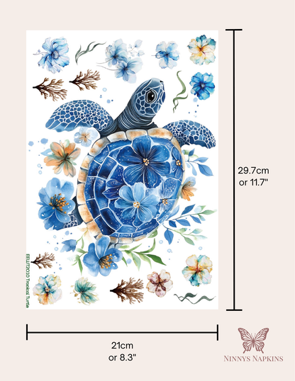 Wet Transfer, Decals for Crafts- Tropical Turtle