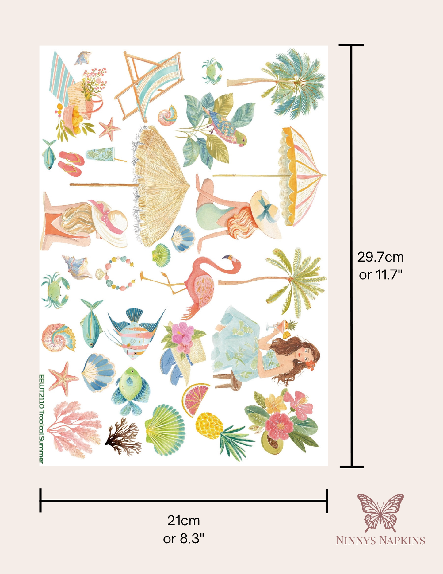 Wet Transfer, Decals for Crafts- Tropical Summer