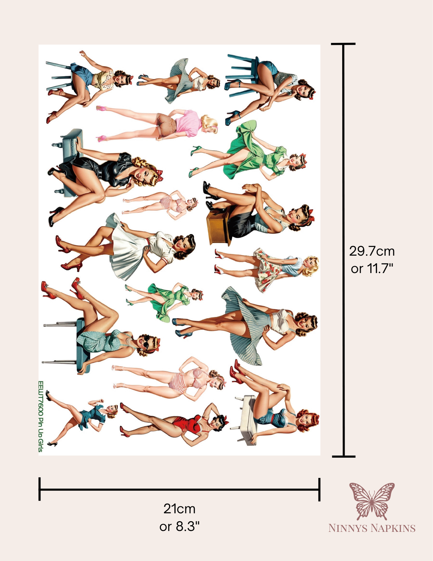 Wet Transfer, Decals for Crafts- Pinup Girls