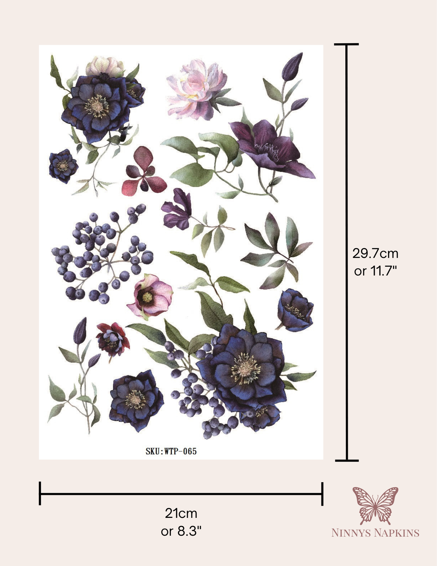 Wet Transfers A4- Deep Purple Hellebores