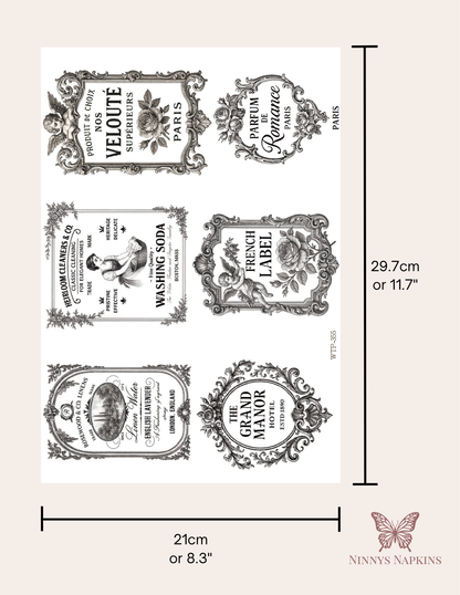 Wet Transfers A4- Vintage Style Labels