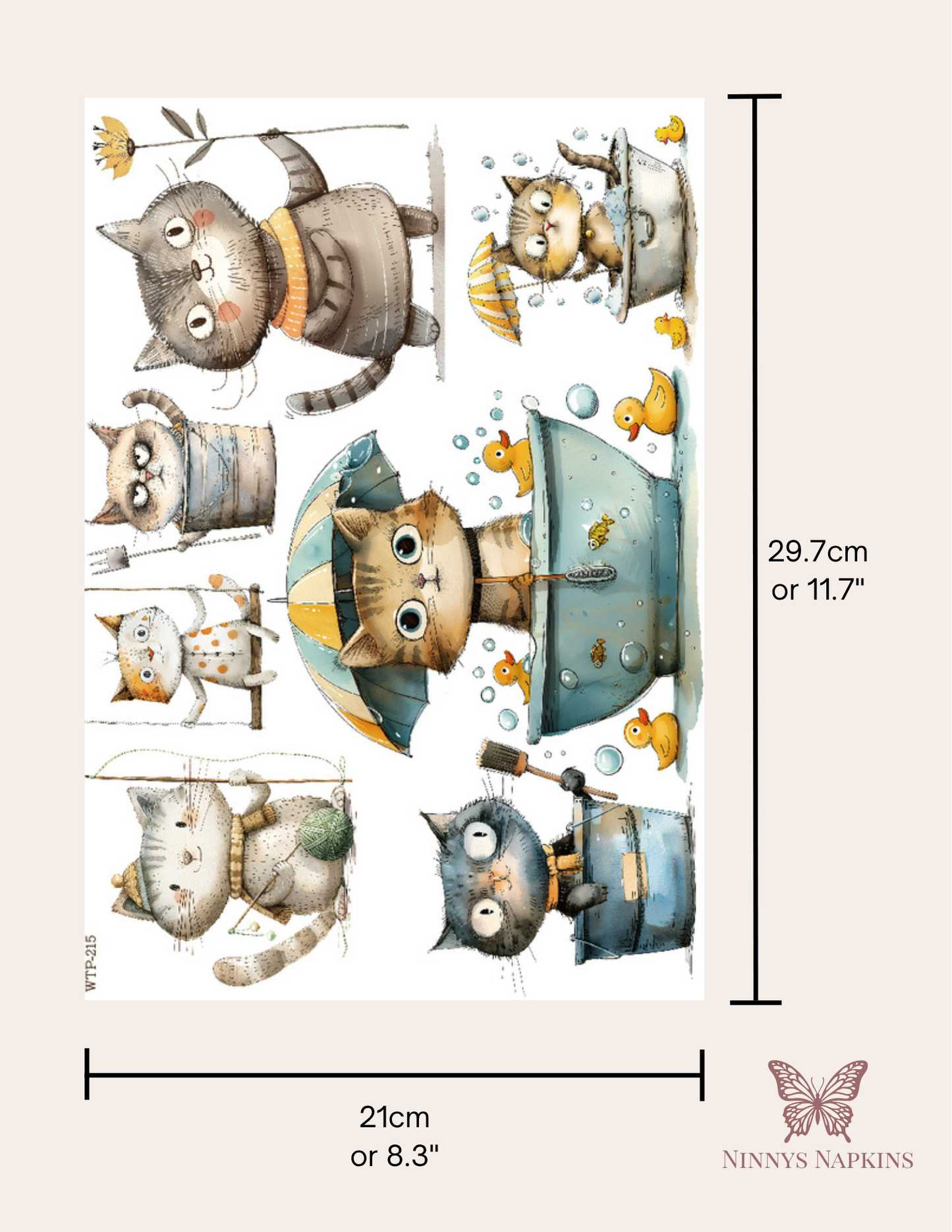 Wet Transfers A4- Bathing Kitties