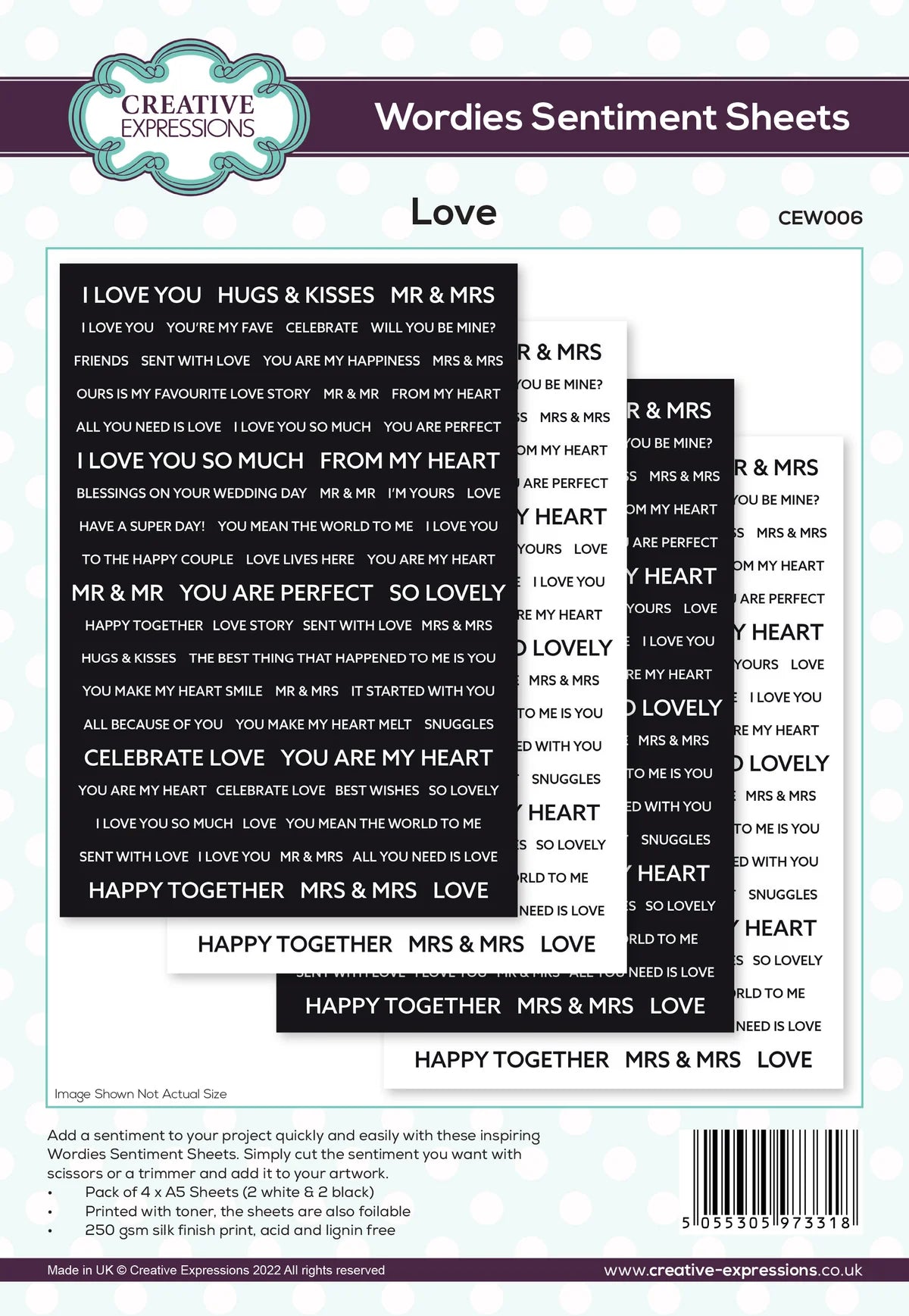 Wordies Sentiment Sheets - Love
