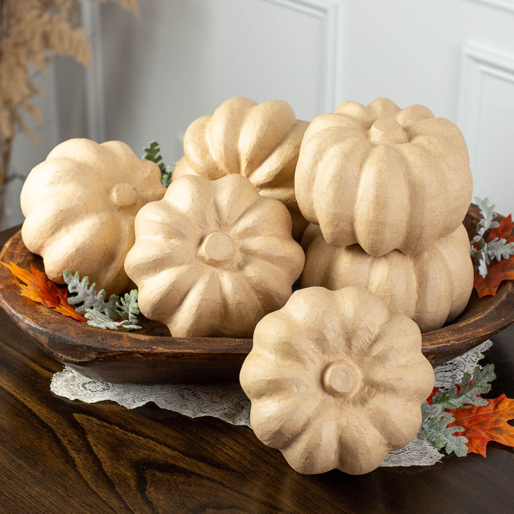 Paper Mache Pumpkin - 4-1/4"H x 6.5" W