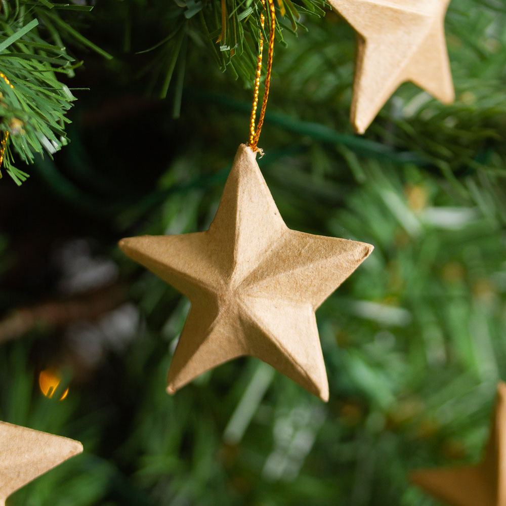 Blank Paper Mache Dimensional Star Ornament - 2 Sizes
