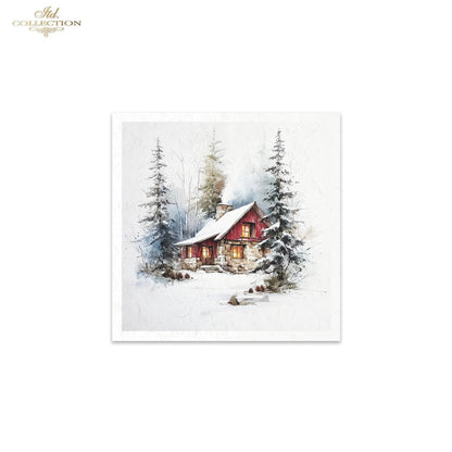 Decoupage Rice Paper Mini Set - Christmas, Cabin in the Woods