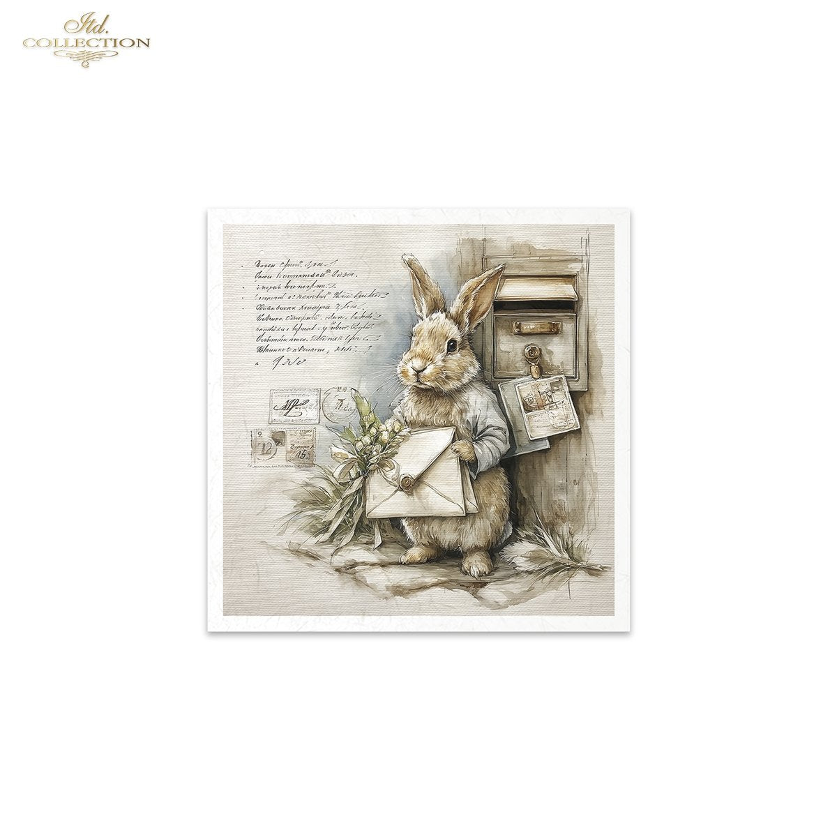 Decoupage Rice Paper Mini Set - Bunnies Getting the Mail