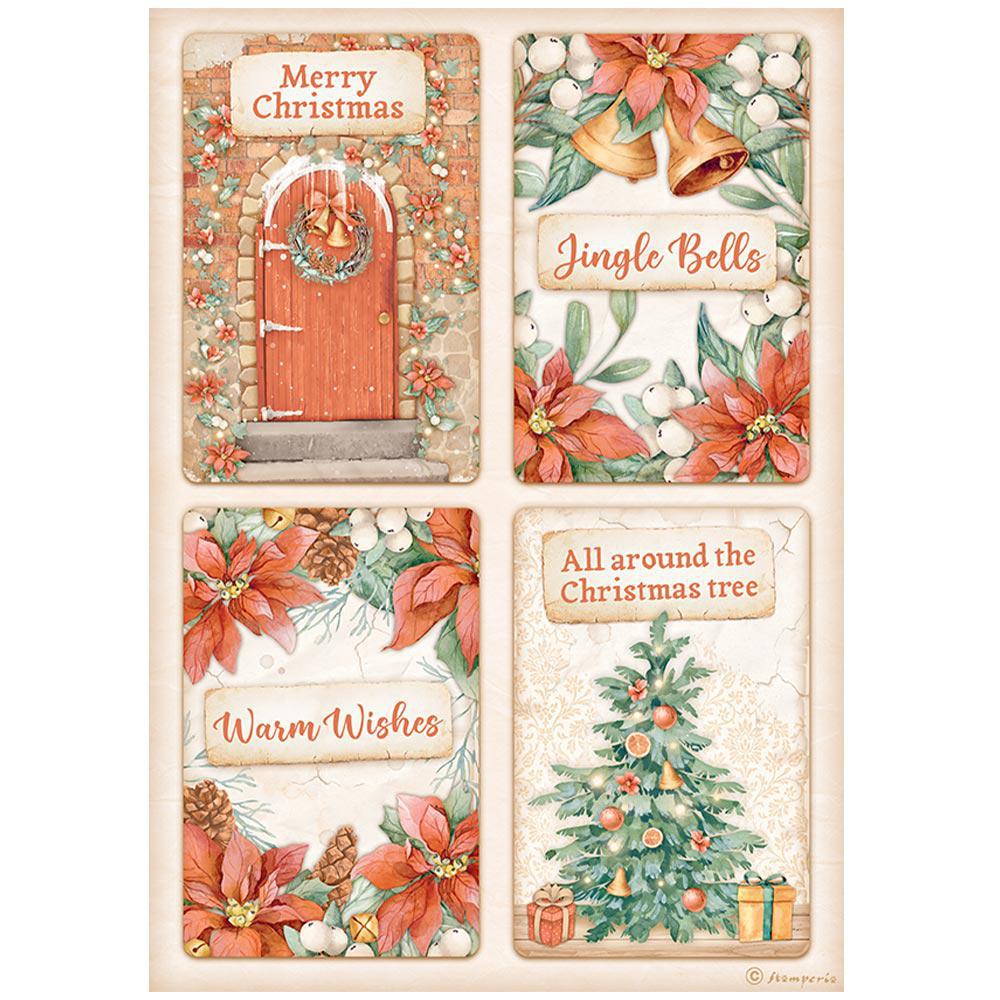 Stamperia Rice Paper A4 - All Around Christmas Four Cards