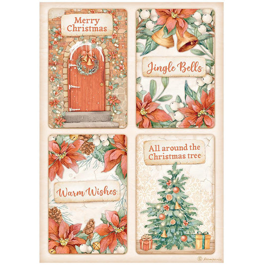 Stamperia Rice Paper A4 - All Around Christmas Four Cards