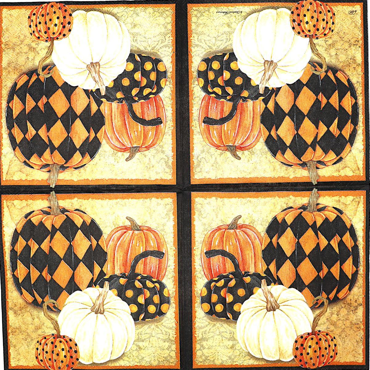 Decoupage Napkins 5" (2pcs)- Patterned Pumpkins