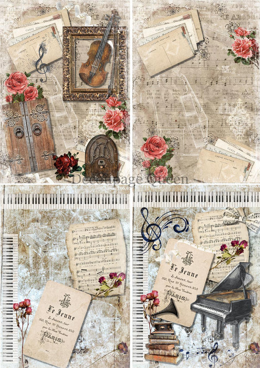 Decoupage Queen Music 4 Pack Rice Paper