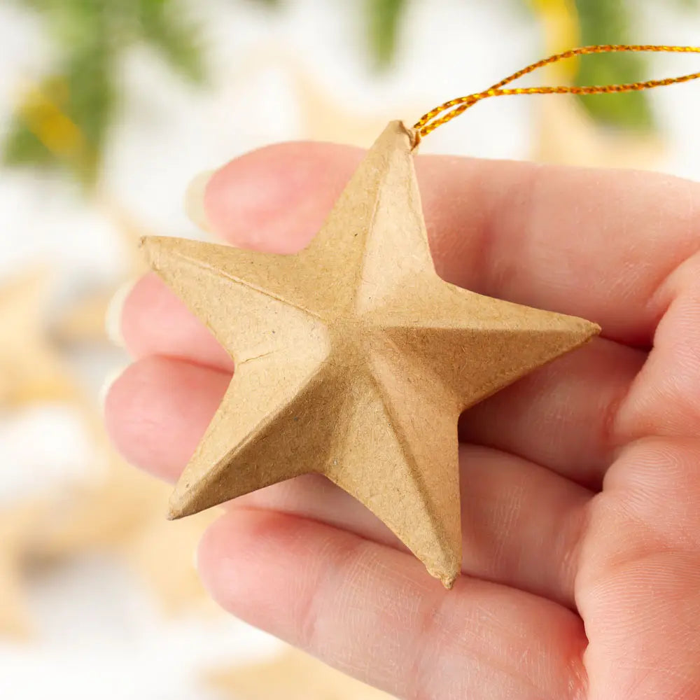 Blank Paper Mache Dimensional Star Ornament - 2 Sizes