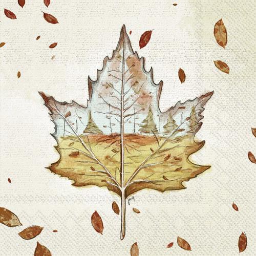 Decoupage Napkins 5" (2pcs)- Autumn Leaf Scene