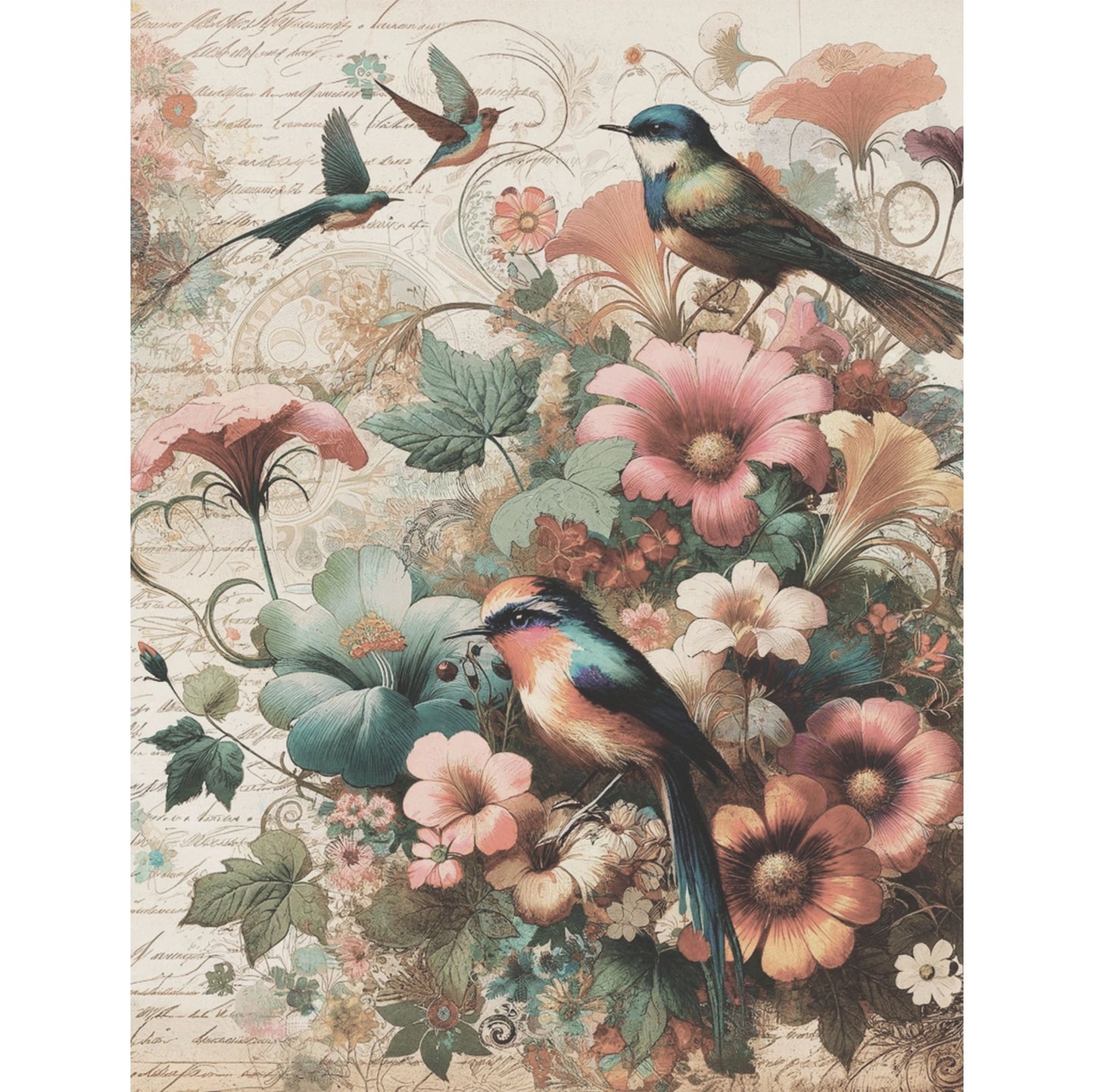 Decoupage Rice Paper Set of 6 - Birds