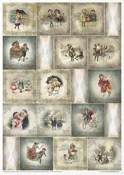 ITD Collection A4 Rice Paper Value Pack of 11 - Vintage Advent Calendar