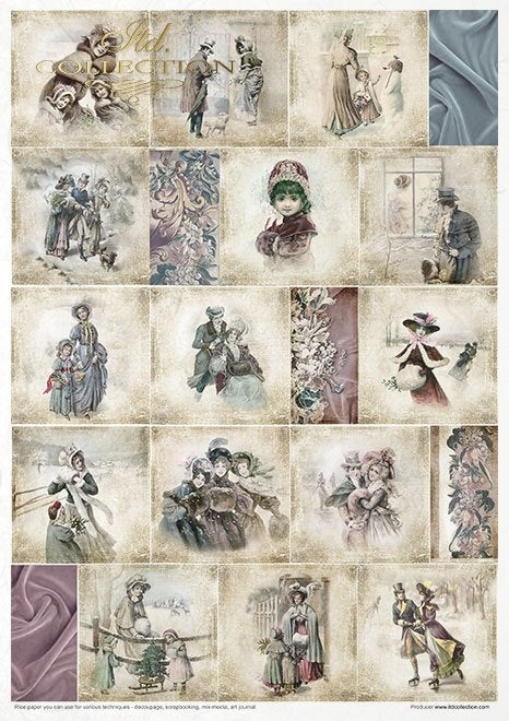 ITD Collection A4 Rice Paper Value Pack of 11 - Vintage Advent Calendar