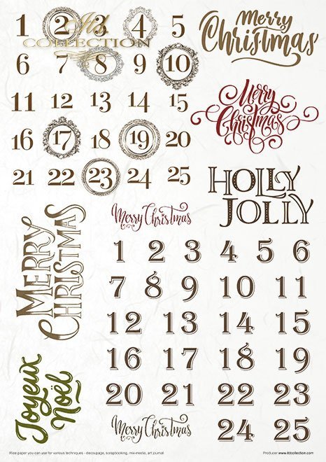 ITD Collection A4 Rice Paper Value Pack of 11 - Vintage Advent Calendar