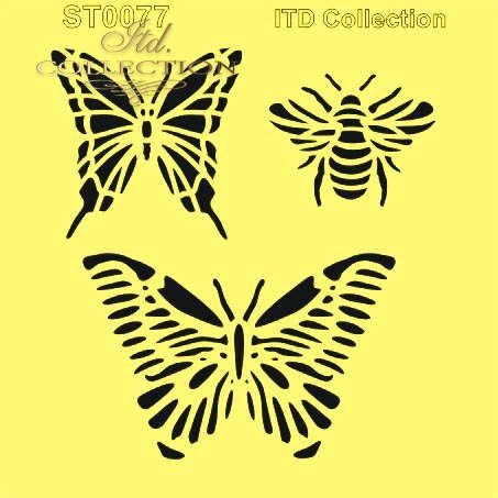 6" Transparent Stencil - Butterflies and Bee