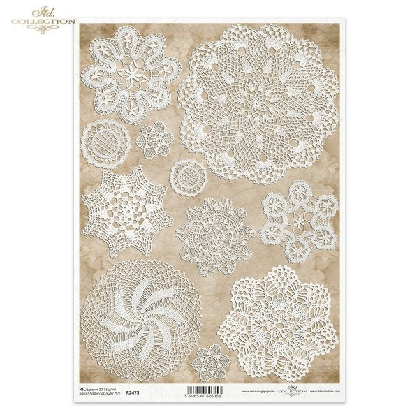 ITD Collection A4 Rice Paper - Lace Doilies R2473