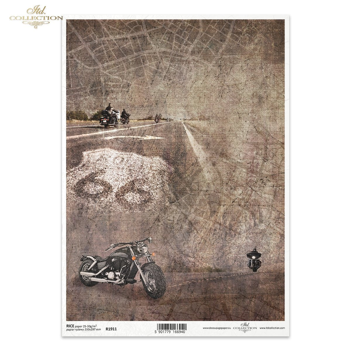 Decoupage Rice Paper - Ride Route 66