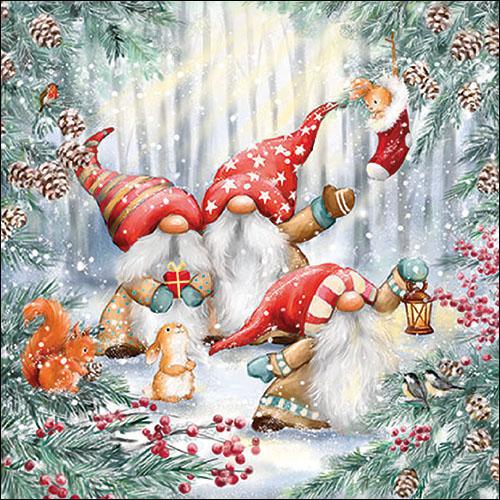 Decoupage Napkins 6.5" - Gnomes Snowy Forest