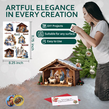 Wet Transfer, Decals for Crafts - Merry Christmas Text
