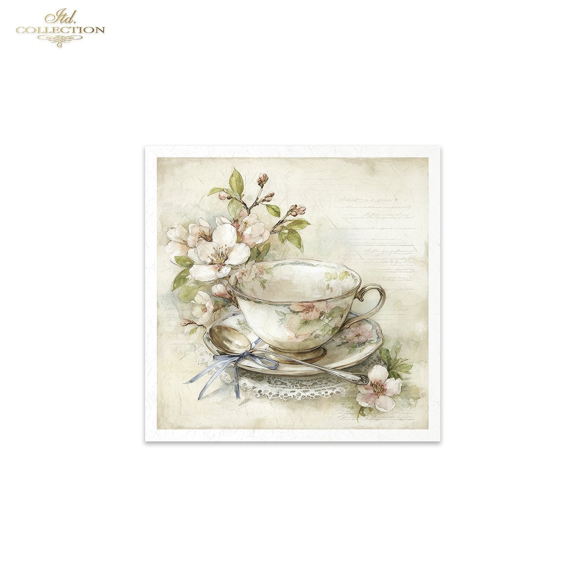 Decoupage Rice Paper Mini Set - Spring Teacups and Bunnies