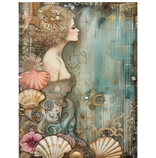 Decoupage Rice Paper Set of 6 - Mermaids