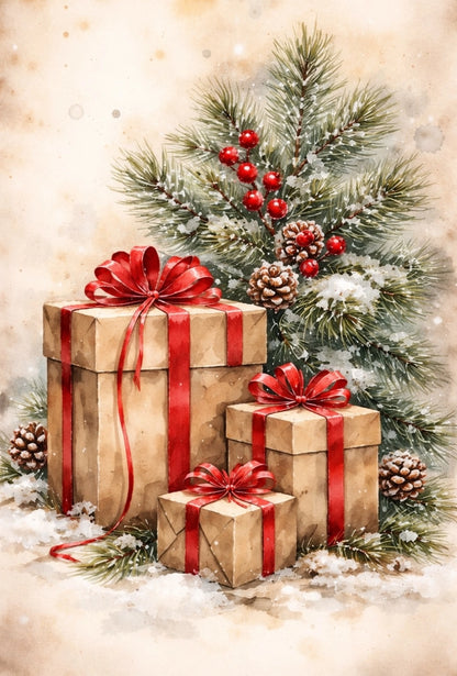 Mini Wet Transfer, Decals for Crafts 3.25" x 5" - Christmas Gift