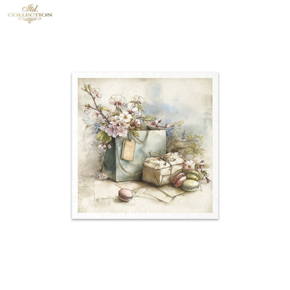 Decoupage Rice Paper Mini Set - Spring Teacups and Bunnies