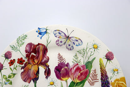 Handmade - Decoupaged Cat & Floral Plate