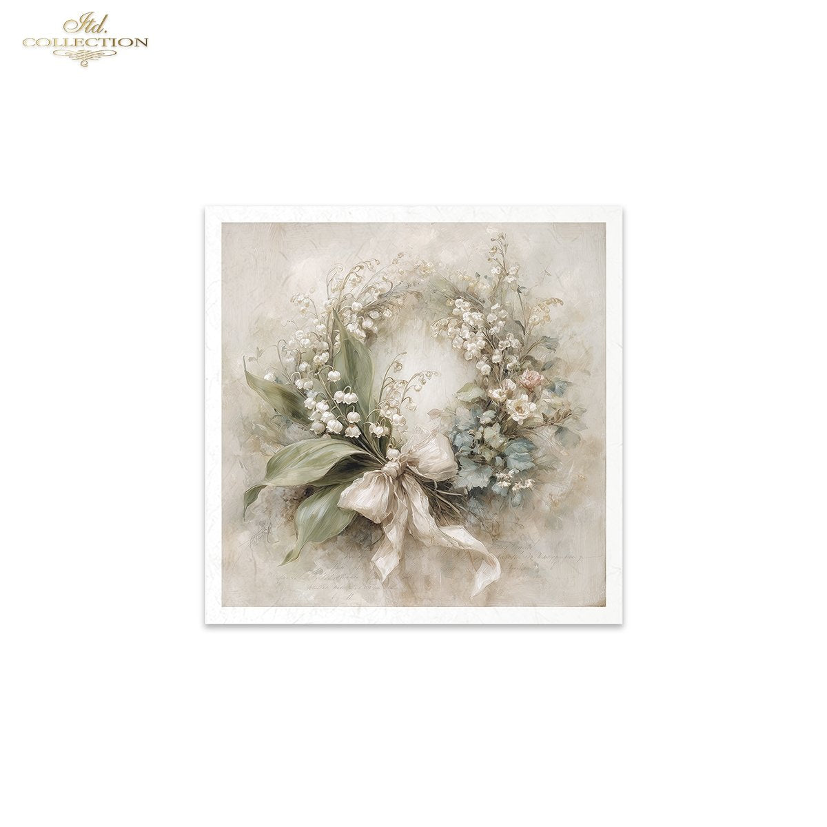 Decoupage Rice Paper Mini Set - White Floral Wreaths
