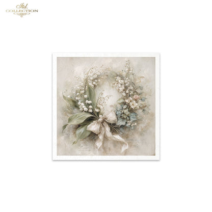 Decoupage Rice Paper Mini Set - White Floral Wreaths