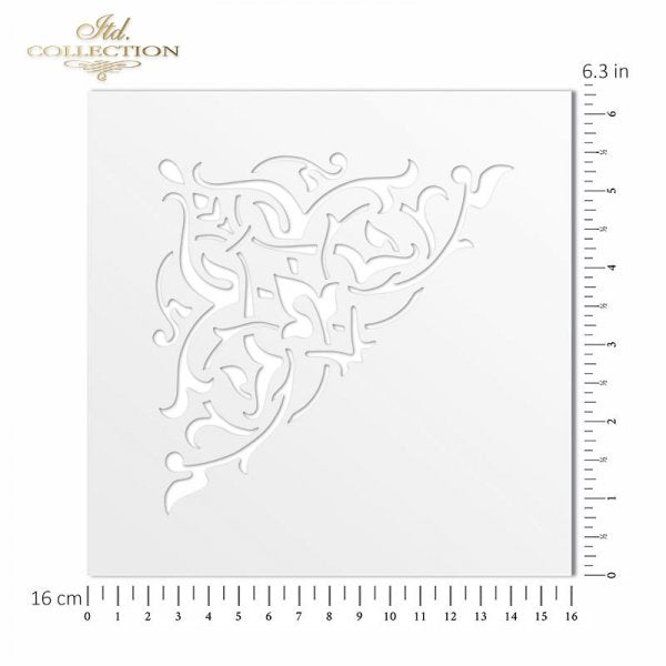 6" Transparent Stencil - Corner Filigree